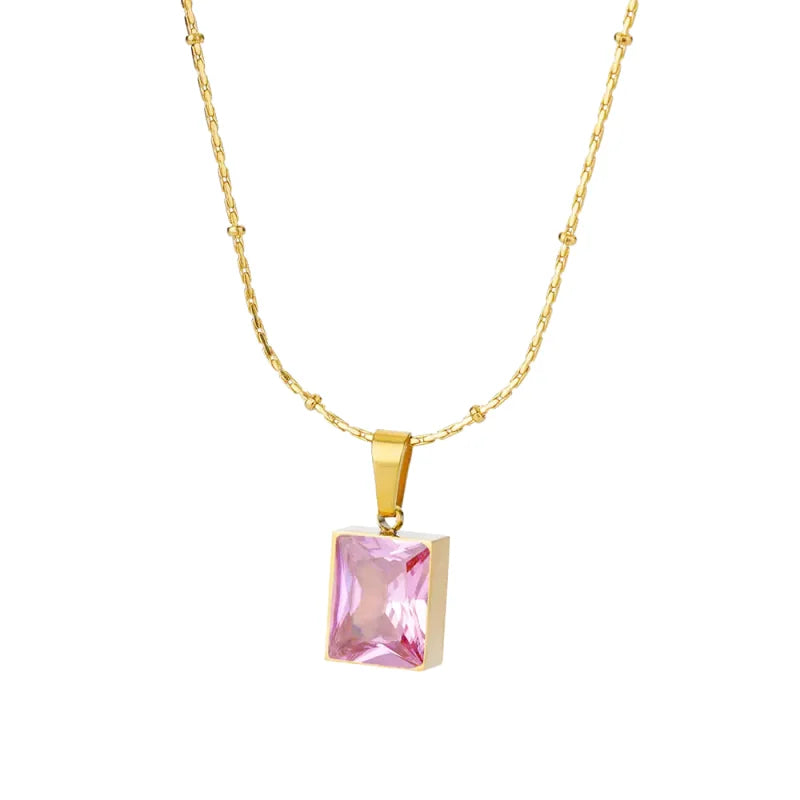 Collier Long Pendentif Rose